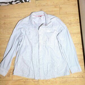 THE North Face button down shirt gray white stripes XXL